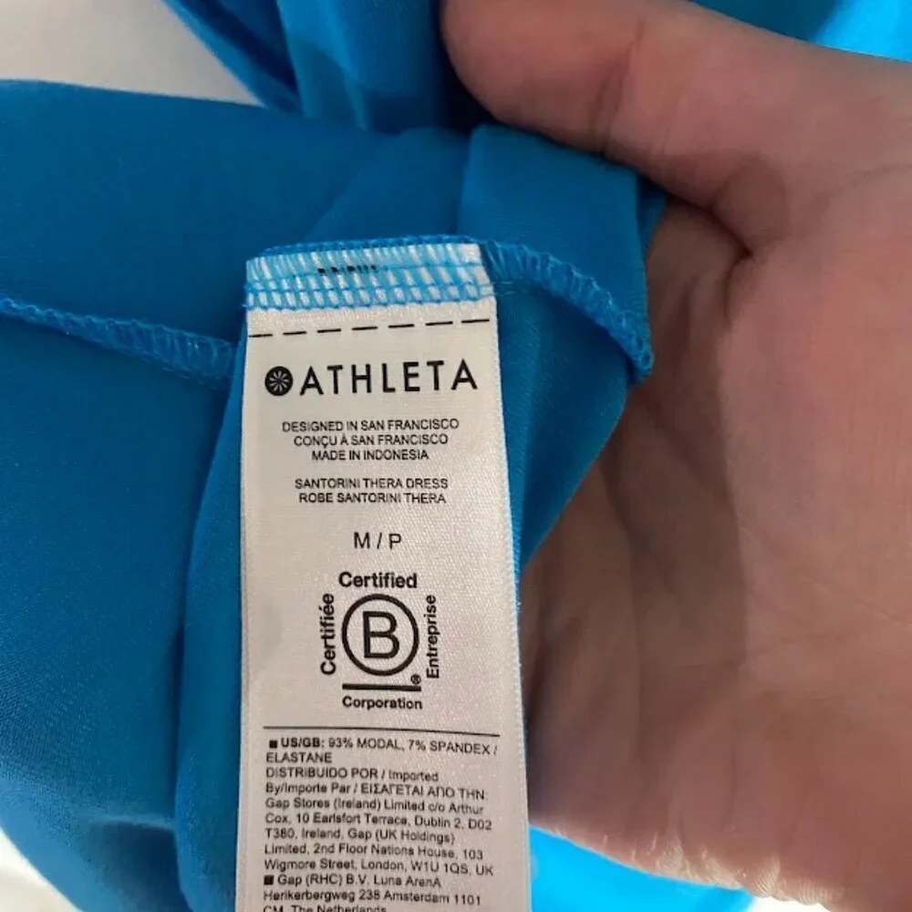 Athleta Santorini Thera Aqua Blue Sleeveless Dress
